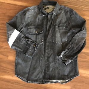 Washed black button down